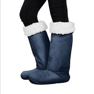 Navy Sherpa Slipper Socks 
